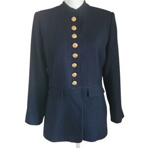 vintage lauren ralph lauren military-style wool blazer navy size 12